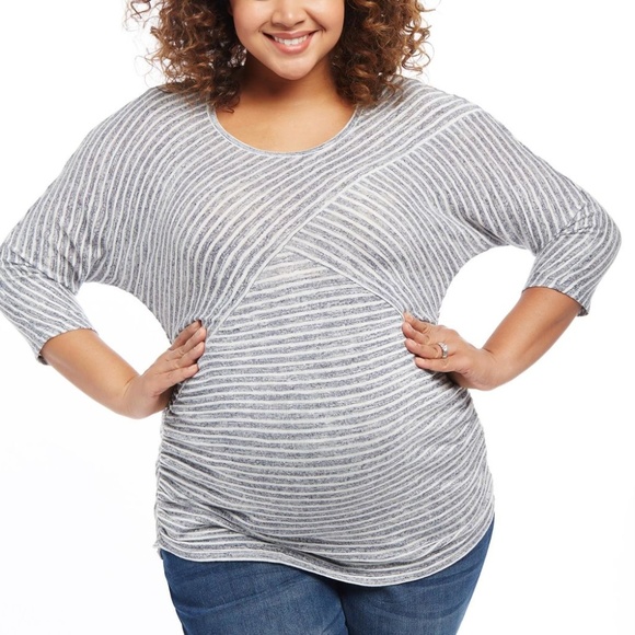 Motherhood Maternity Tops - Motherhood Plus Size Striped Dolman Maternity Top